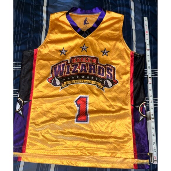 Harlem Wizards Yellow Basketball Jersey #1 Autographed by Team Players - Picture 1 of 5